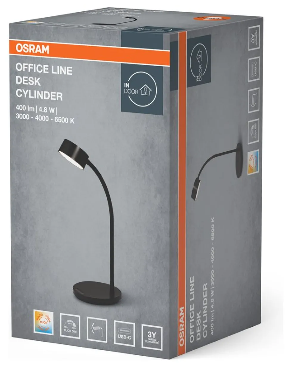 Lampada tavolo Osram OFFICE LINE DESK CYLINDER Black