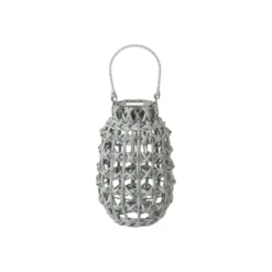 Lanterna con maniglia in rattan sintetico a LED solare senza fili per esterni. 6/8 ore di autonomia. Tempo di ricarica di 8 ore. Ø 20 x h 30 cm - Illumina