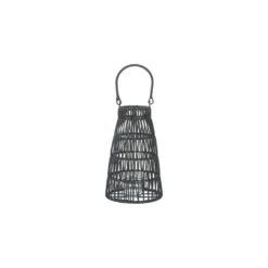 Lanterna con maniglia in rattan sintetico con vaso portacandela in glass. Ø 16,5 x h 26 cm - Illumina