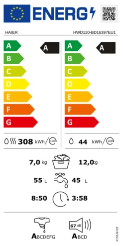 Lavasciuga Haier 31020591 SERIE X 11 HWD120 BD16397EUS White e Black