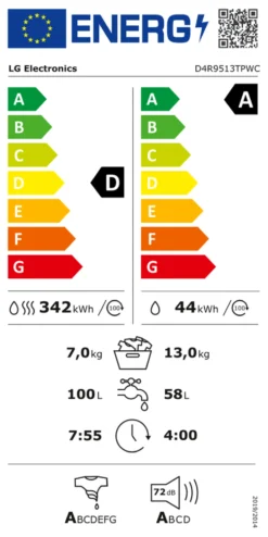 Lavasciuga Lg SERIE R9 D4R9513TPWC AI DD White e Black