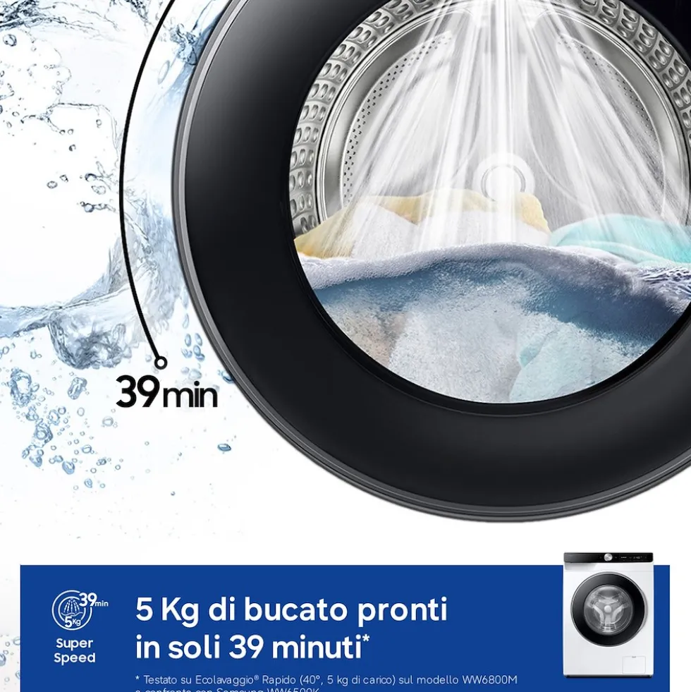 Lavasciuga Samsung WW90DG6G94LKU3 slim 9kg 1400 giri classe A AI Control