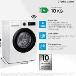 Lavasciuga Samsung WW10FG5U34AEET 10kg 1400 giri Vapore WiFi