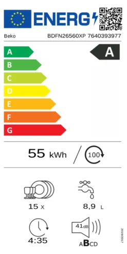 Lavastoviglie Beko 7640393977 BDFN26560XP Pearl inox