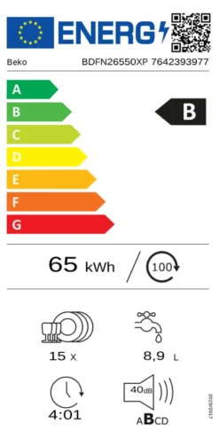 Lavastoviglie Beko 7642393977 BDFN26550XP Pearl inox