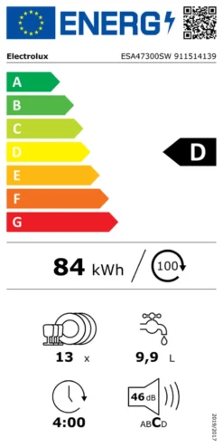 Lavastoviglie Electrolux 911 514 139 SERIE 300 ESA47300SW AirDry White