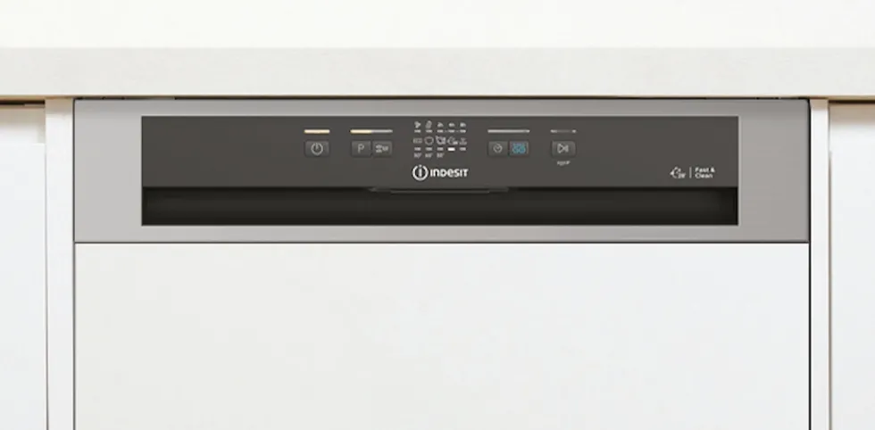 Lavastoviglie Indesit I3BL634X da incasso parziale, 14 coperti e 44 dB