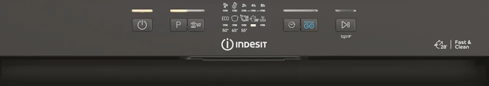 Lavastoviglie Indesit I3BL634X da incasso parziale, 14 coperti e 44 dB