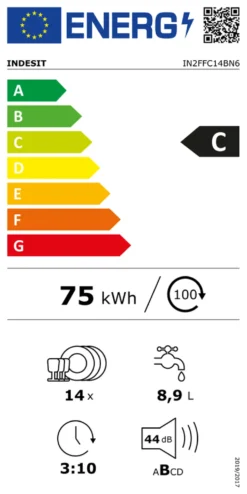 Lavastoviglie Indesit 869991736420 IN2FFC14BN6 White