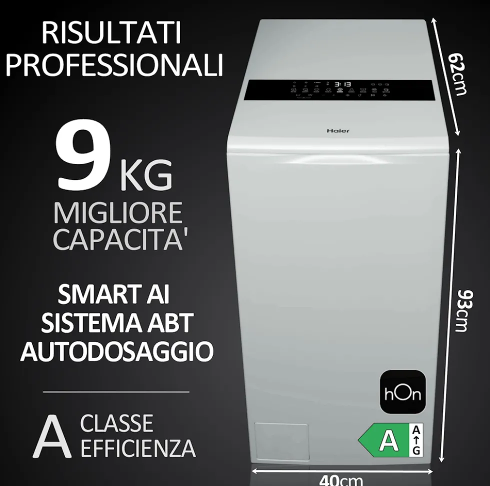 Lavatrice Haier HW90-BPD13386U-S a carica dall'alto con WiFi