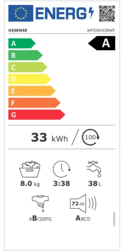 Lavatrice Hisense 20015293 WF5I8043BWF White e Black