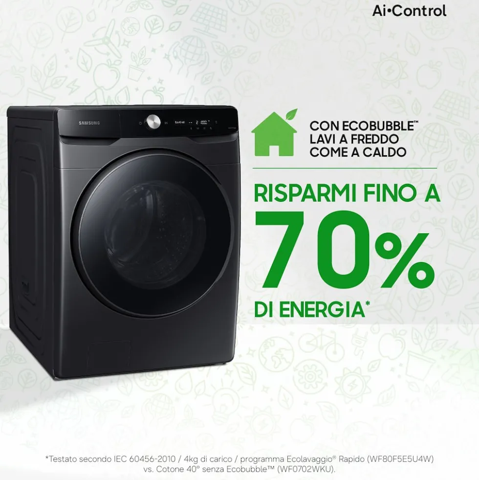 Lavatrice Samsung WF20DG8650BVU3 con AI Control e capacità 20 kg