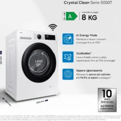 Lavatrice Samsung WW80CGC04DAEET 8kg classe A con vapore e WiFi