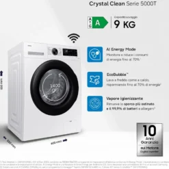 Lavatrice Samsung WW90CGC04DAEET 9kg classe A con tecnologia EcoBubble