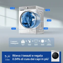 Lavatrice Samsung WW90DB8U95GHU3 con IA e classe A