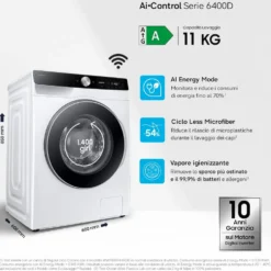 Lavatrice Samsung WW11DG6B25LK con WiFi e 11 Kg