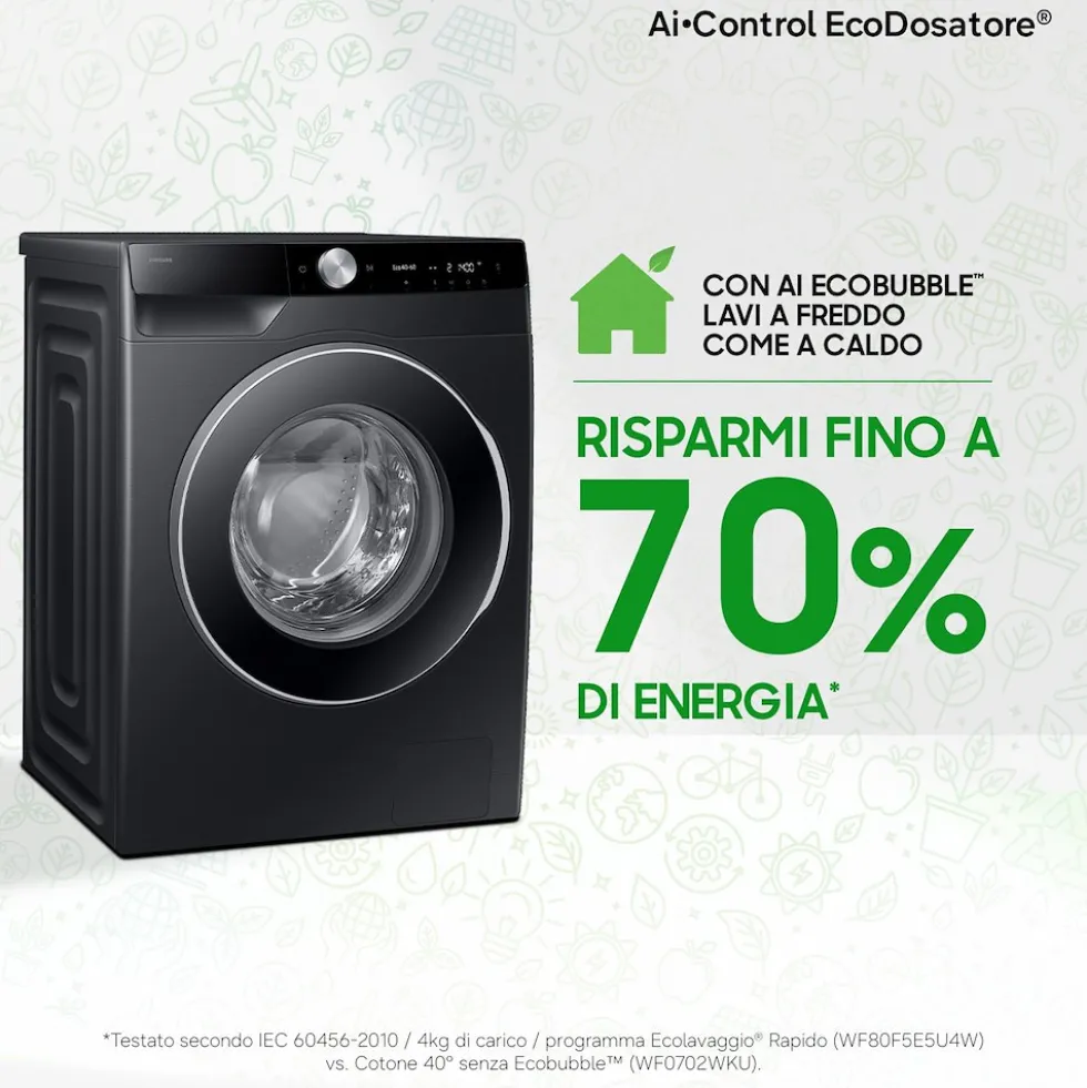 Lavatrice Samsung WW10FG6U94LBU3 con AI Ecodosatore e 10kg