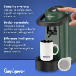 Macchina caffè Borbone SimplyMoon Verde, 15 bar, 0.9L
