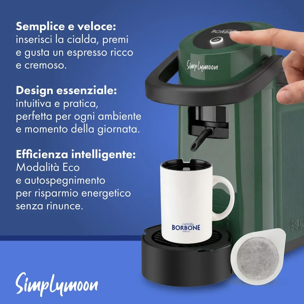 Macchina caffè Borbone SimplyMoon Verde, 15 bar, 0.9L