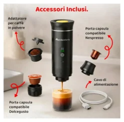 Macchina caffè Melchioni 118320019 CAFFE GO 3in1 (Ricaricabile) Black