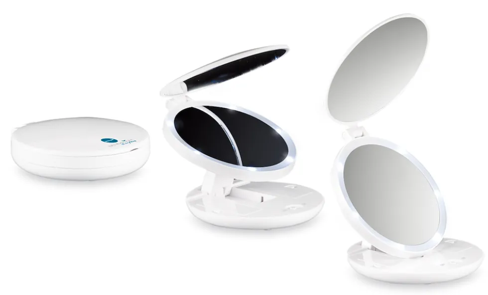 Macom Specchio Doppio Pocket Pieghevole Led 7X Mini
