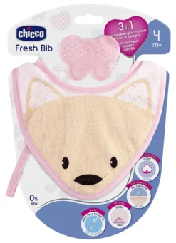 Massaggia gengive Chicco 258 210 FRESH BIB bavaglino bimba Rosa