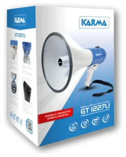 Megafono Karma GT 1227LI 25W con sirena e fischietto White e Blue
