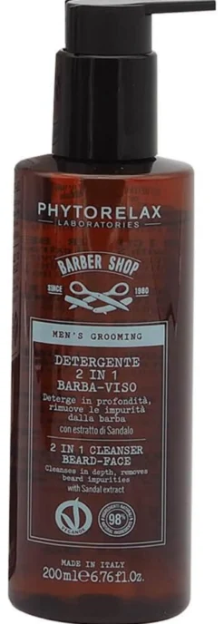 Men's grooming barber shop detergente 2 in 1 barba viso 200 ml Phytore