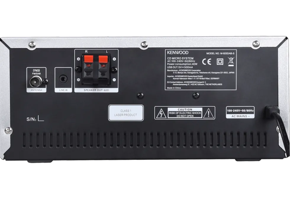 Micro Hi-Fi Kenwood M-925DAB-S con DAB+, Bluetooth e CD