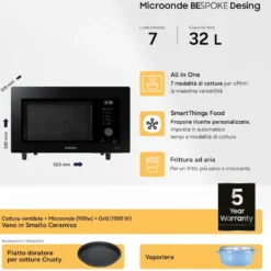 Microonde combinato Samsung Bespoke MC32DG7646KKE1 con Wi-Fi