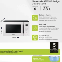 Microonde combinato Samsung MG23T5018GE/ET con Grill e vaporiera
