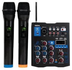 Mixer disc jockey Karma MXW 5 Bundle doppio radiomicrofono VHF Black