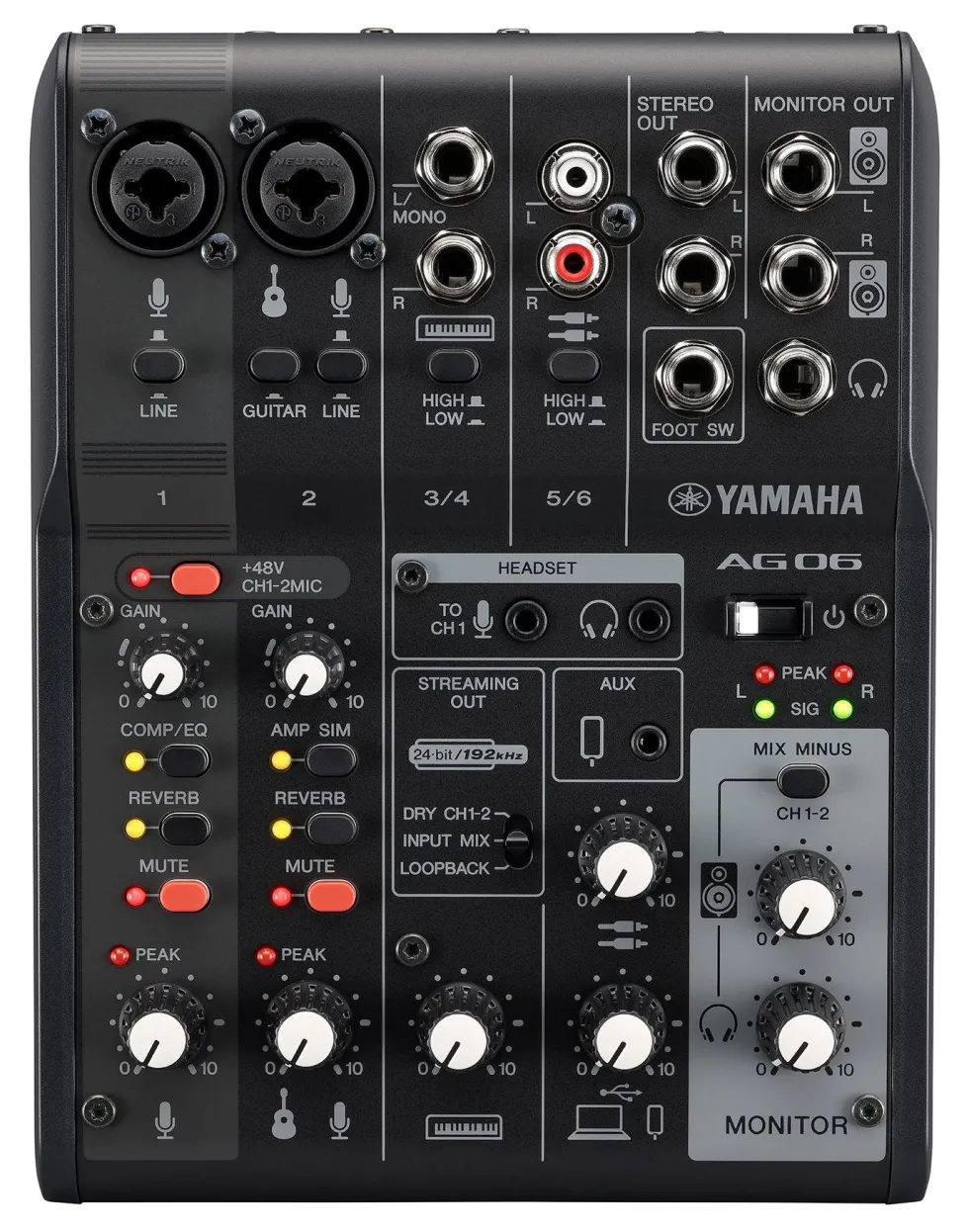 Mixer disc jockey Yamaha CAG06MK2B AG SERIES Black