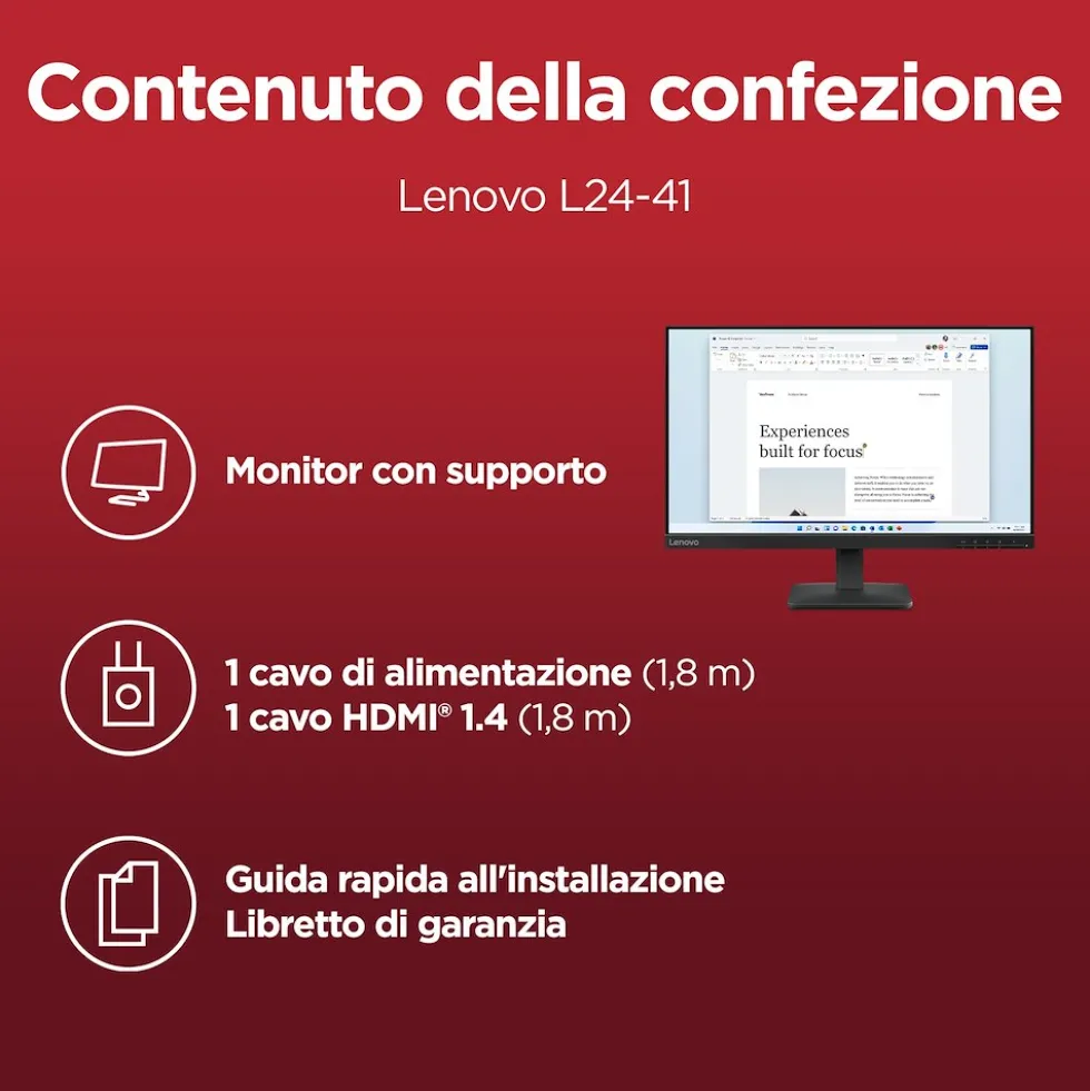 Monitor Lenovo L24-4e 23,8" Full HD 100Hz 4ms