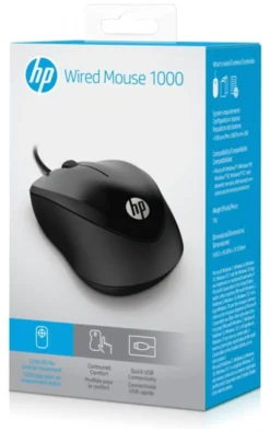 Mouse Hp 4QM14AA ABB 1000 Wired Black