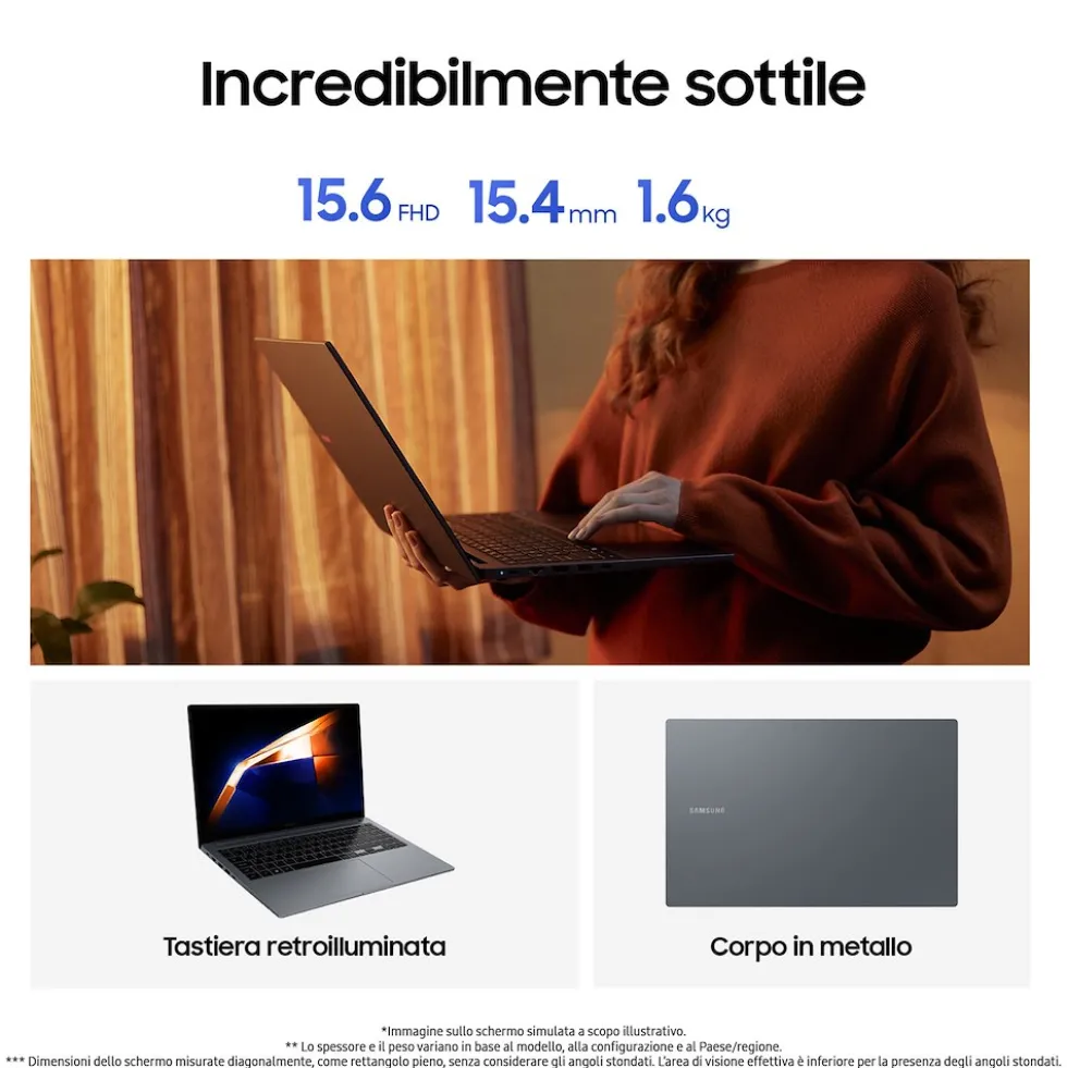 Notebook Samsung Galaxy Book4 Core 7 16GB RAM 512GB SSD 15.6"