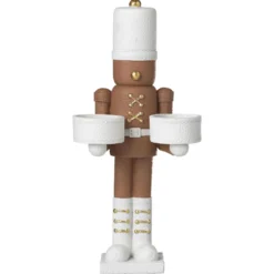 Nutcracker in poliresina porta tealight con finitura effetto pelle • 14 x 9 x h 29 cm - Noel En Cuir