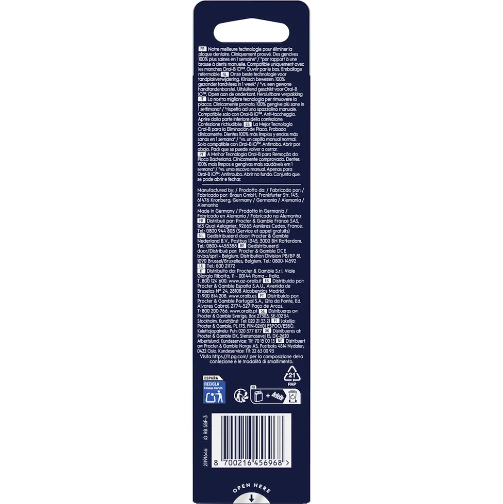 Oral-B testine iO Gentle Care nere per gengive sensibili, 3 pezzi