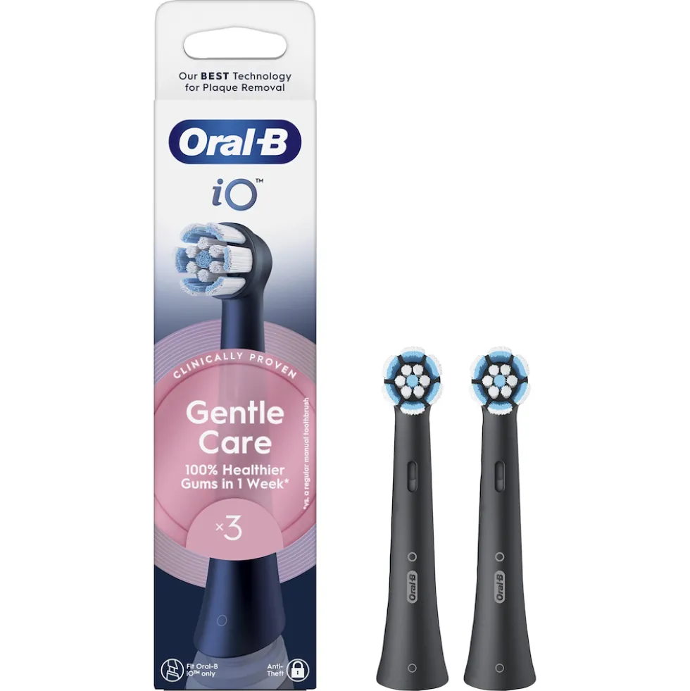 Oral-B testine iO Gentle Care nere per gengive sensibili, 3 pezzi