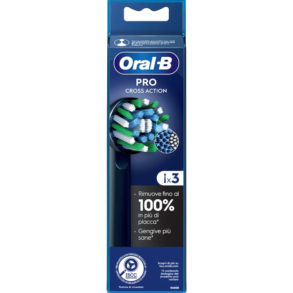 Oral-B testine Pro Cross Action nere, 3 pezzi con setole a X