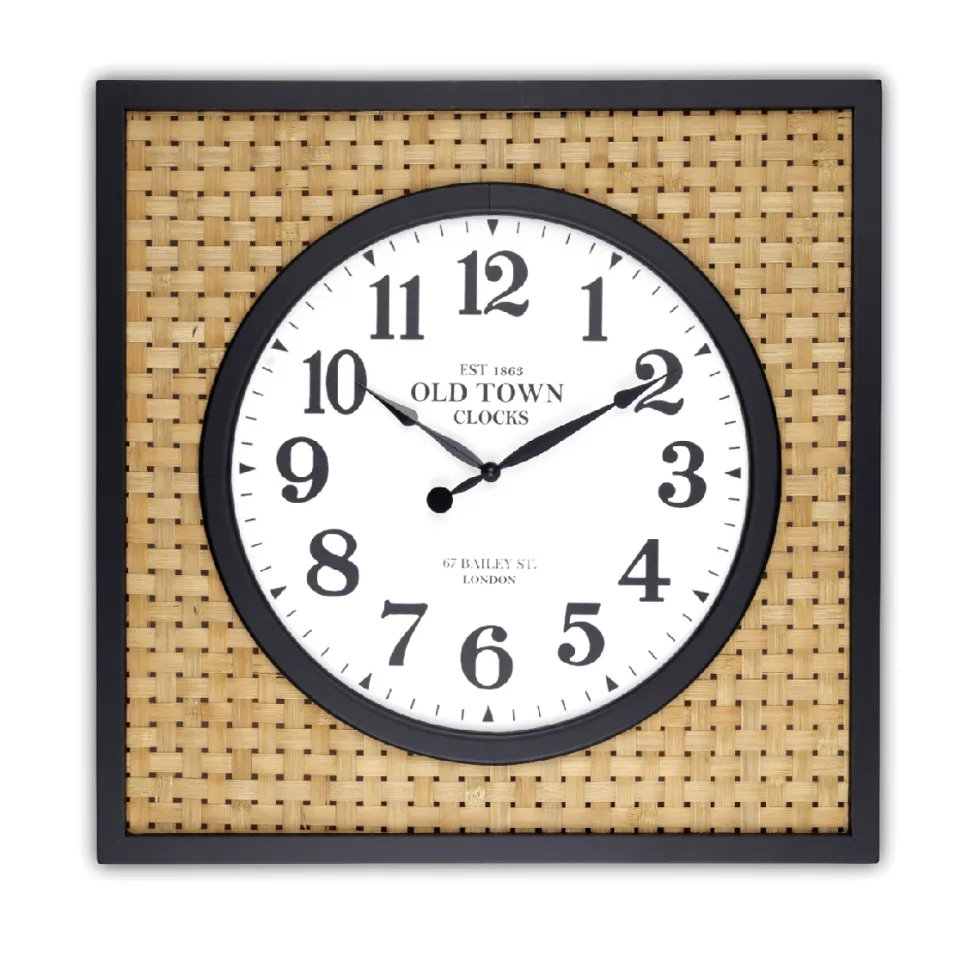 Orologio C/Cornice Quadrata - Rattan