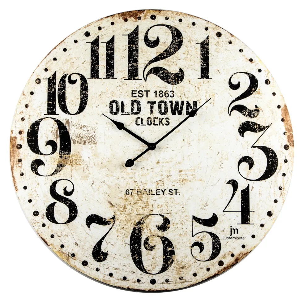 Orologio da parete Lowell 21486 JUSTAMINUTE Bianco anticato