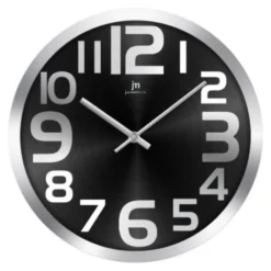 Orologio da parete Lowell 14972N JUSTAMINUTE Silver e Nero