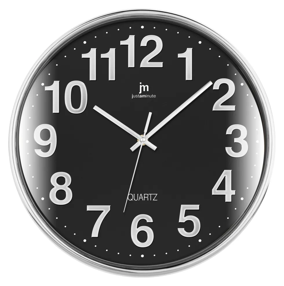 Orologio da parete Lowell 00816N JUSTAMINUTE Nero e Cromo