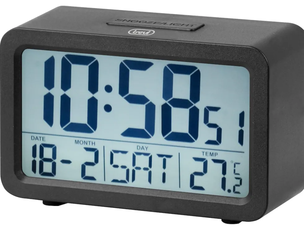 Orologio Sveglia Con Termometro Grande Display Trevi Sld 3P60 Nero