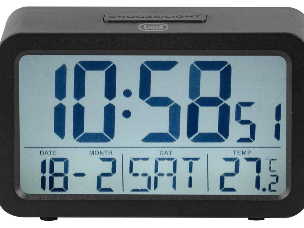 Orologio Sveglia Con Termometro Grande Display Trevi Sld 3P60 Nero