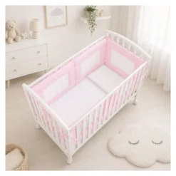 Paracolpi lettino Baby Idea AIRSR 3D AIR MESH Stella rosa