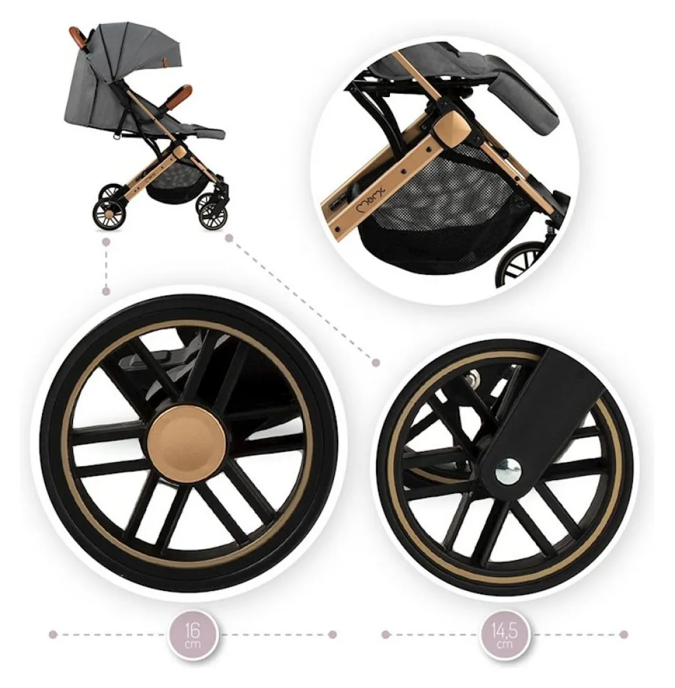Passeggino 4 ruote Momi WOSP00018 ESTELLE GOLD Grey