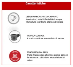 Pentola pressione Lagostina 010038010522 DELIZIOSA LAGOEASY UP Cromo l