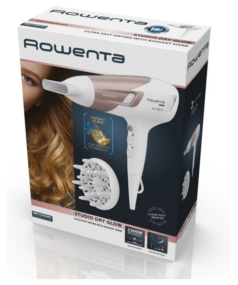 Phon Rowenta CV5830F0 STUDIO DRY GLOW Bianco e Bronzo